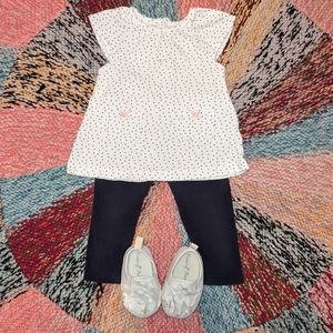 Carter's Tunic Navy Blue Leggings NWOT White Shoes
